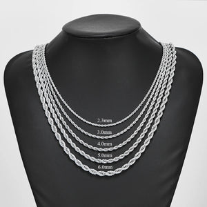 Stainless Steel Silver Twisted Rope Chain