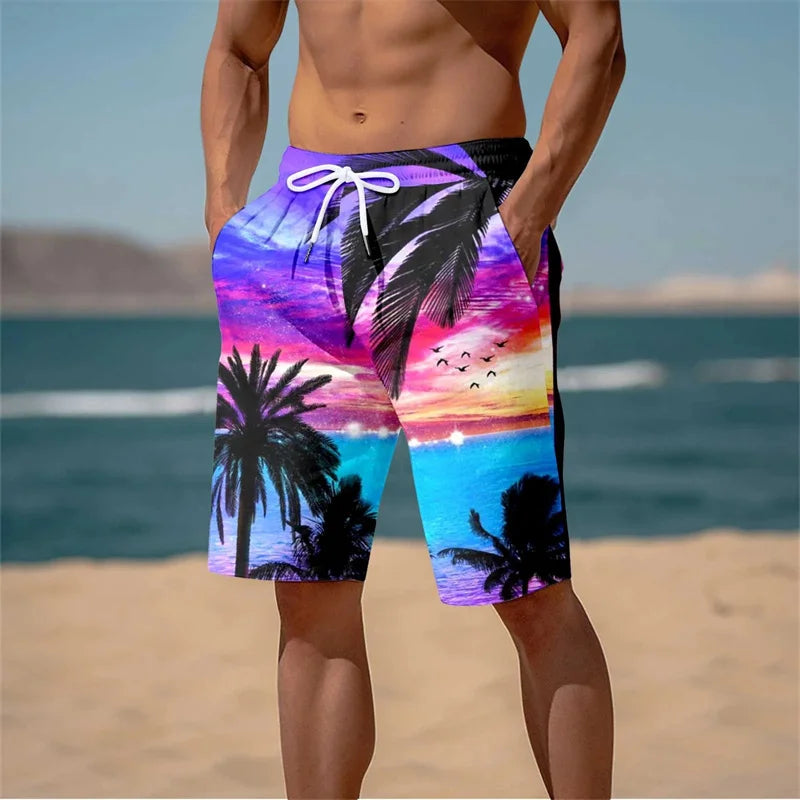 3D Print Beach Short Cool Swimming Trunks