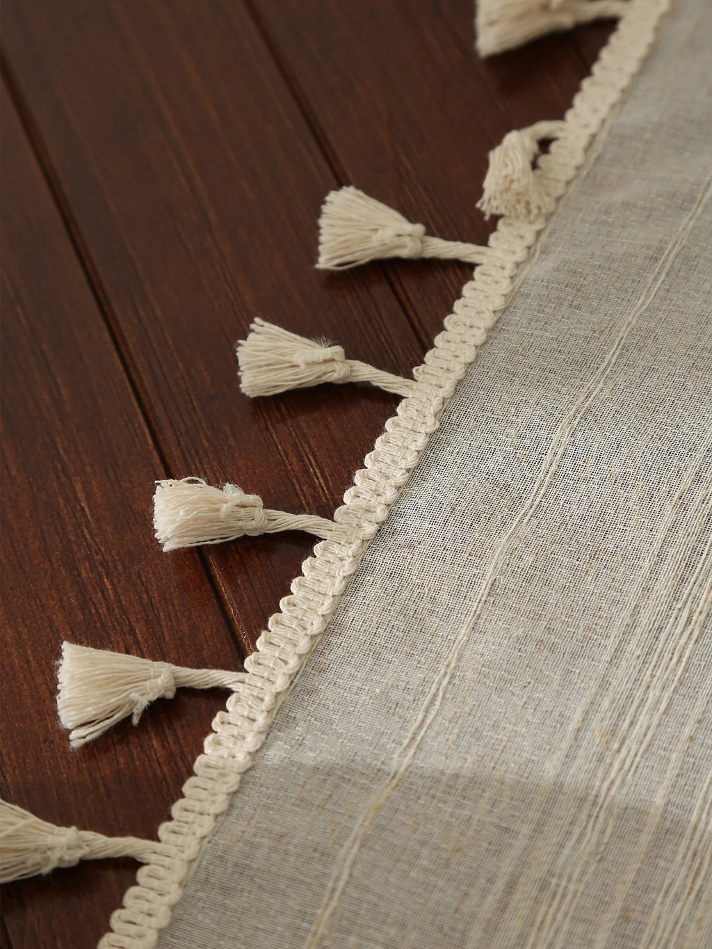Linen Square Solid Color Tasseled Tablecloth