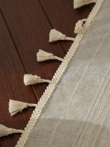 Linen Square Solid Color Tasseled Tablecloth