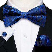 Barry.Wang Silk Bow Tie Hanky Cuffs Set