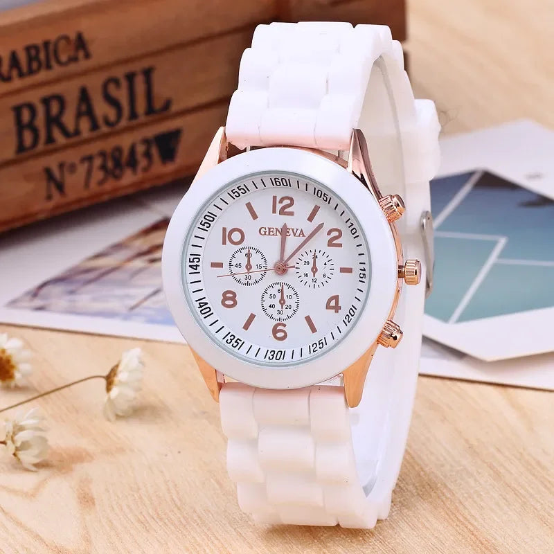 Geneva Ladies Silicone Strap Quartz Wristwatch