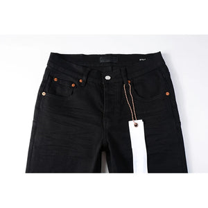 High Street Distressed Black Stretch Skinny Button Fly Ripped Jeans