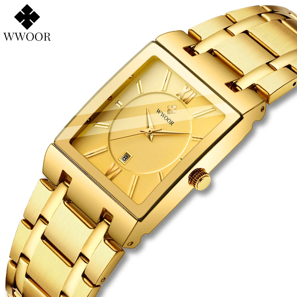 WWOOR Quartz Square Face Geneva Design Wrist Watch