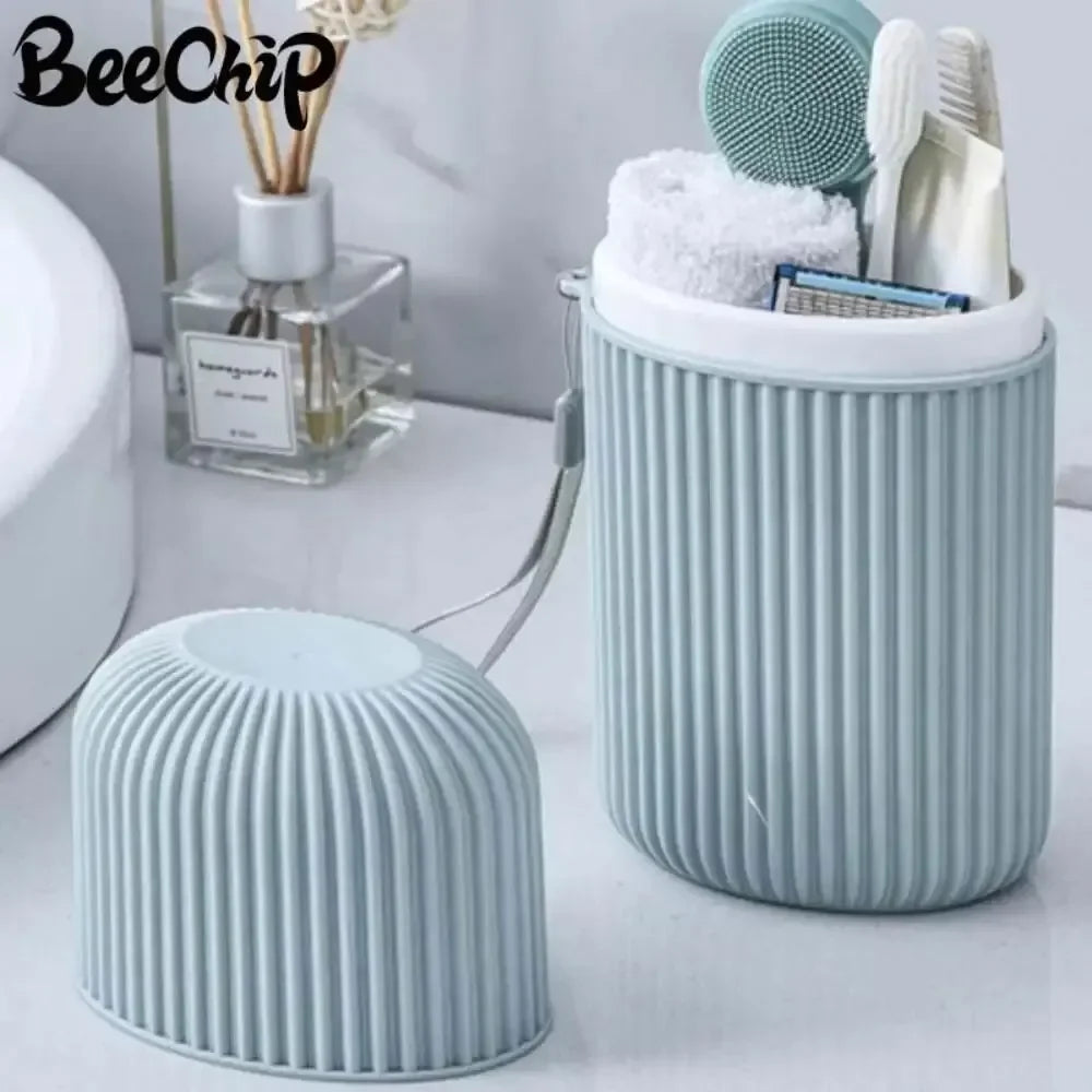 Portable Travel Mouthwash Cup Toothbrush Case with Lid Set
