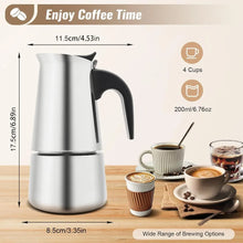 Stovetop 4 Cup Stainless Steel Moka Pot Espresso Coffee Maker