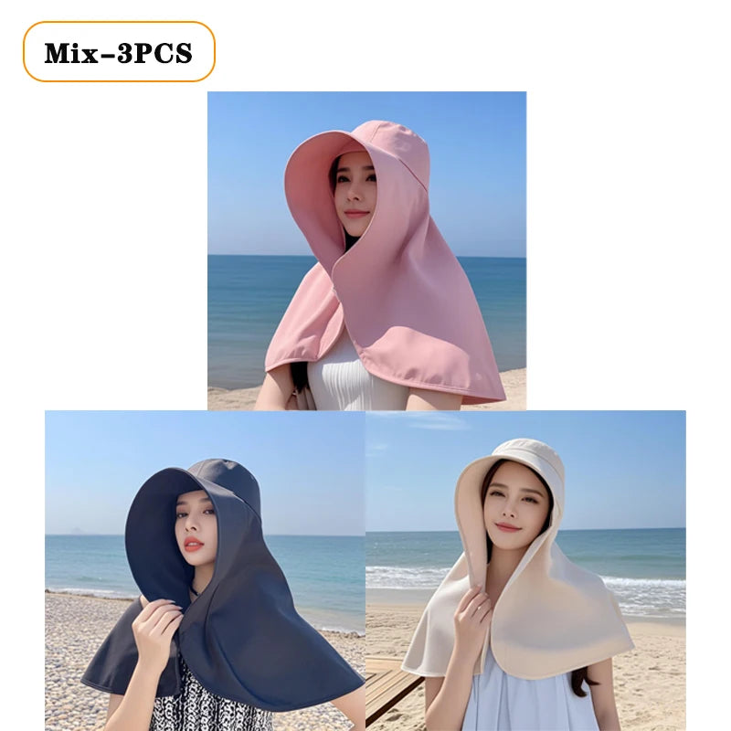 Sun Protection UV Protection Large Brim Face Covering Hat