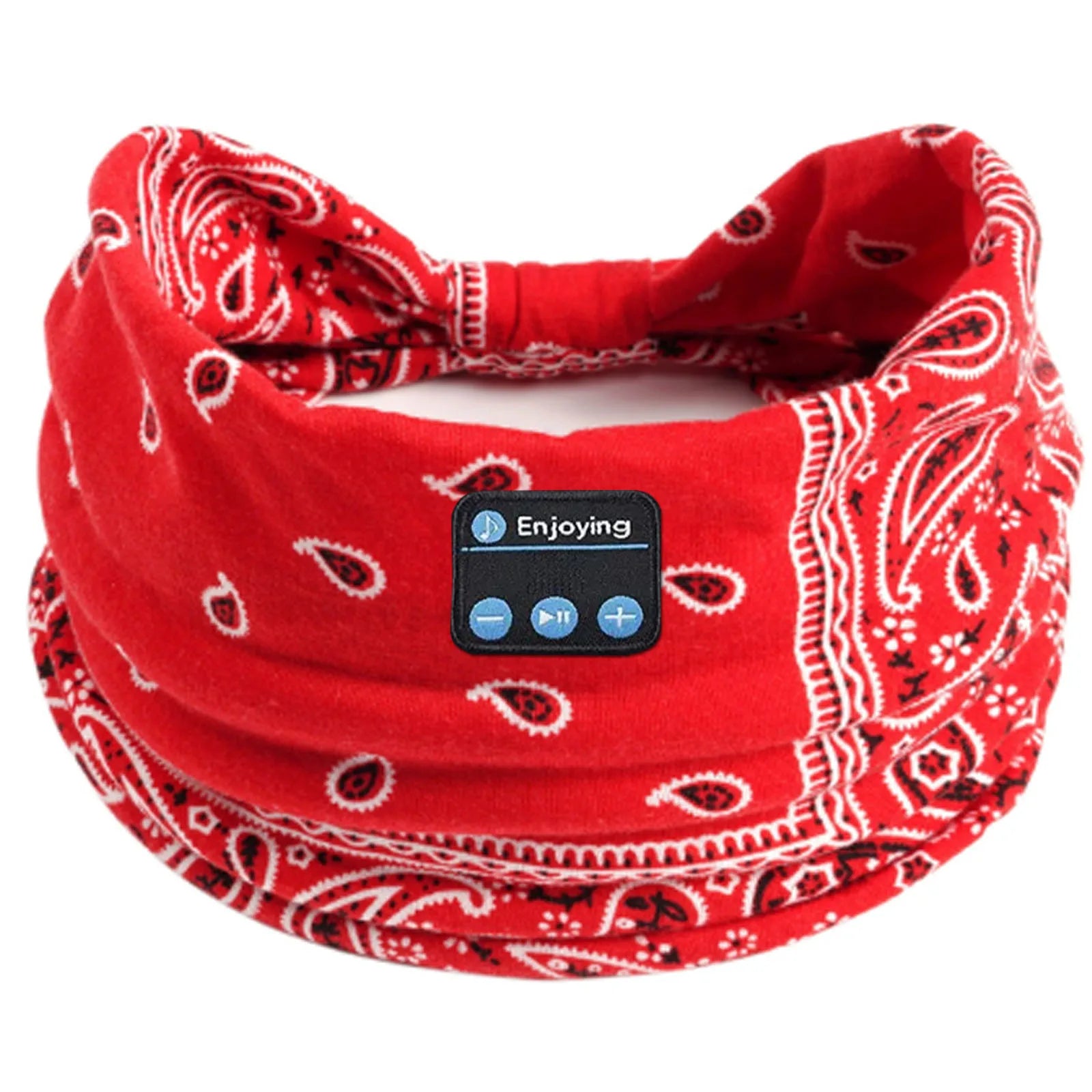 Wireless Bluetooth Floral Print Headband Headphones with Headset Microphone