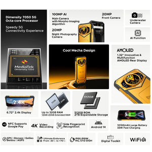 Global Version DOOGEE S200 X 5G Rugged 6.72" 7050 12GB+512GB AI Triple Camera Smartphone