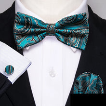 Barry.Wang Silk Bow Tie Hanky Cuffs Set
