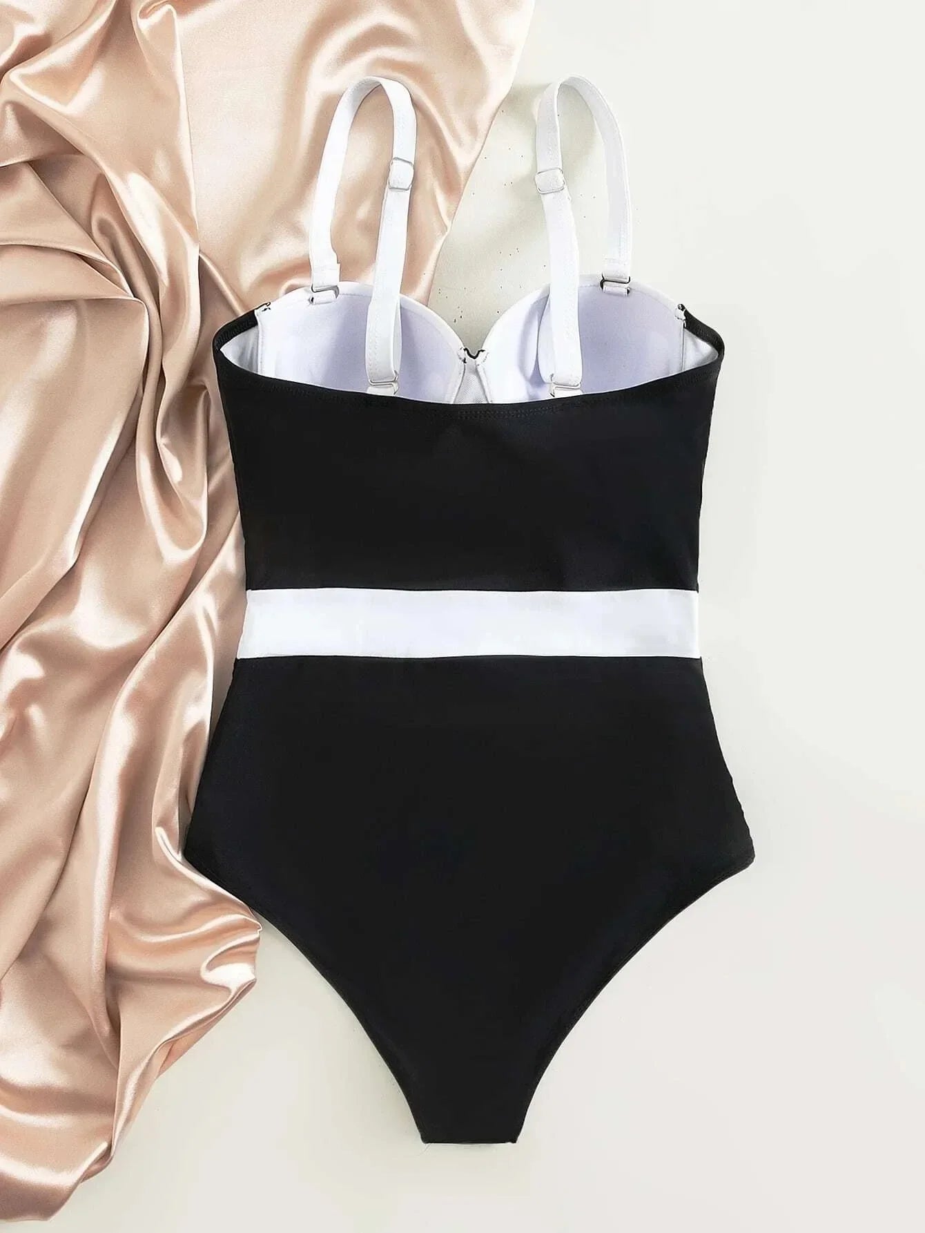 One Piece Color Block Swimming Suit