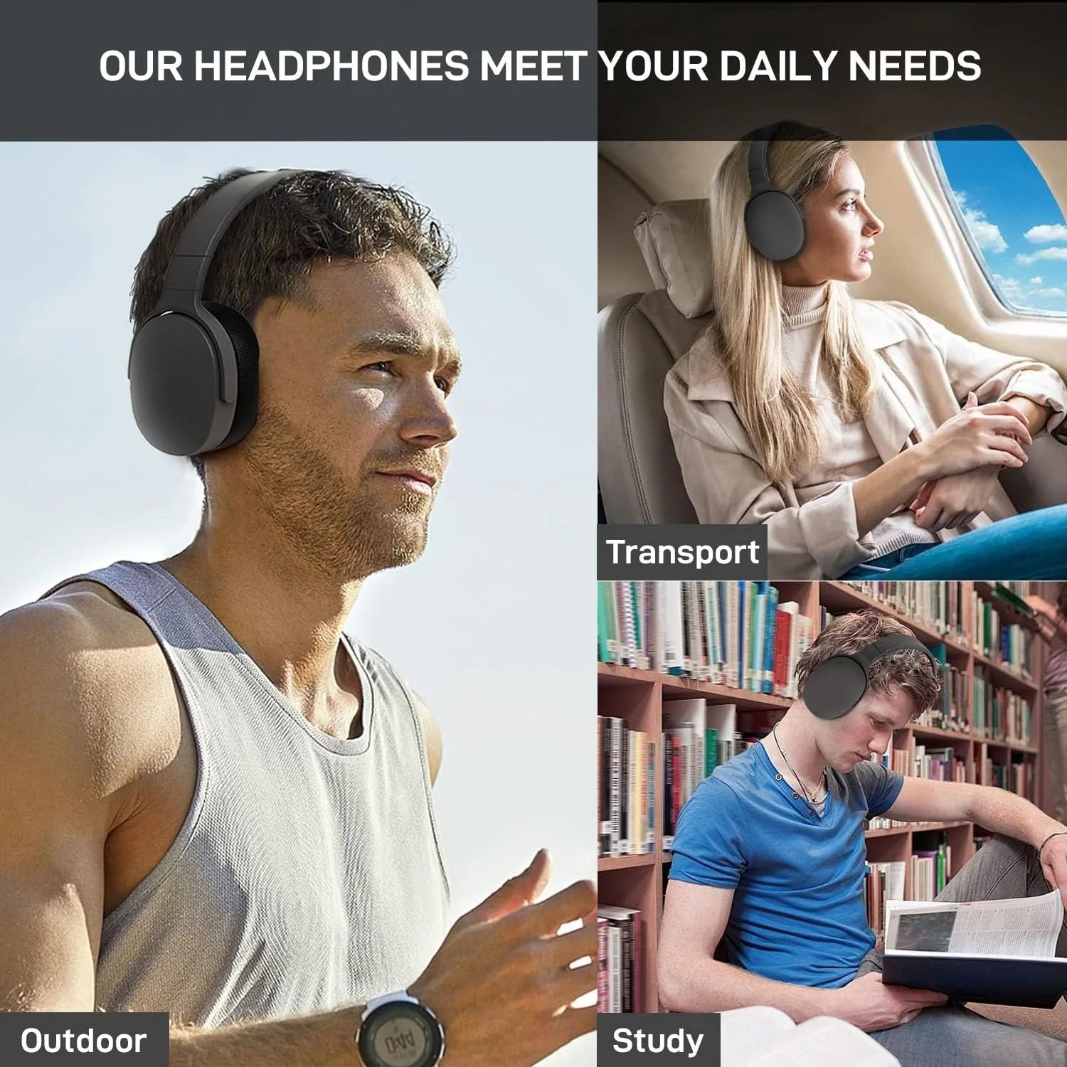 P2961 Bluetooth 5.3 Headphone Over HIFI Stereo Sports Noise Reduction Headset