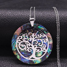 Tree of Life Stainless Steel Abalone Shell Natural Necklace Chain