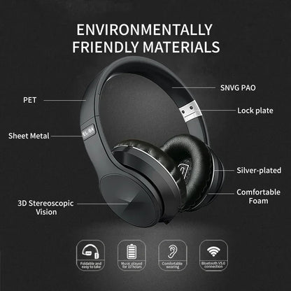Foldable Bluetooth Earmuffs Headset with FM Radio