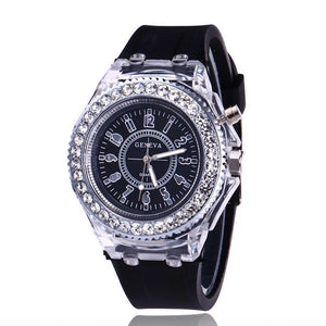 UTHAI Glow Back Rhinestone LED Trendy Wristwatches