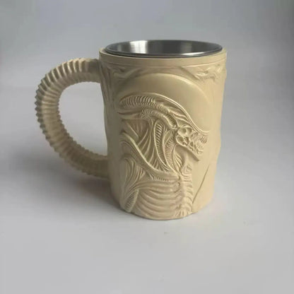 Xenomorph Shaped Mug with Heat Transfer Print Flat 3D Effect Coffee Cup