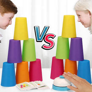Montessori Stack Cup Battle Table Game with Cognition Logic Training