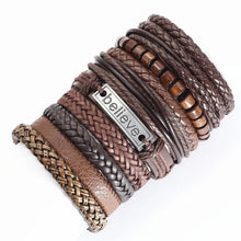 10 Pcs/set Black Wrap Woven Handmade Leather Bracelets