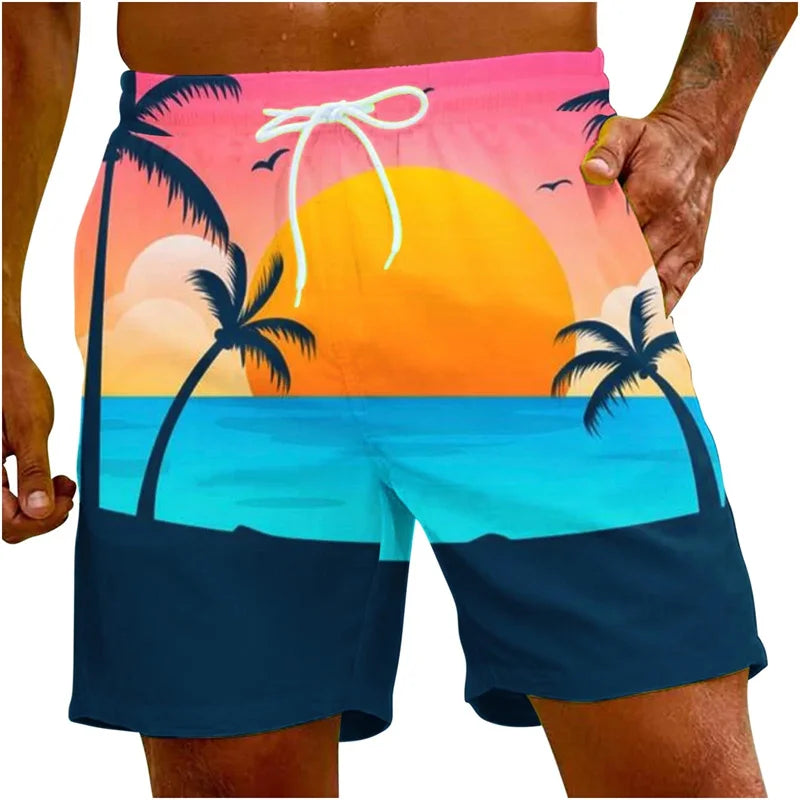 Colorful 3d Printed Beach Shorts