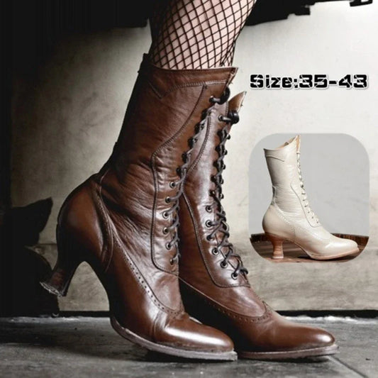 British Retro Faux Leather Knight Boots