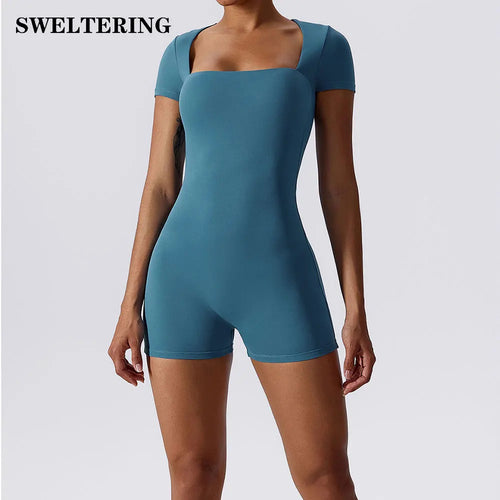 Short One Piece Short Sleeve Yoga Bodysuit