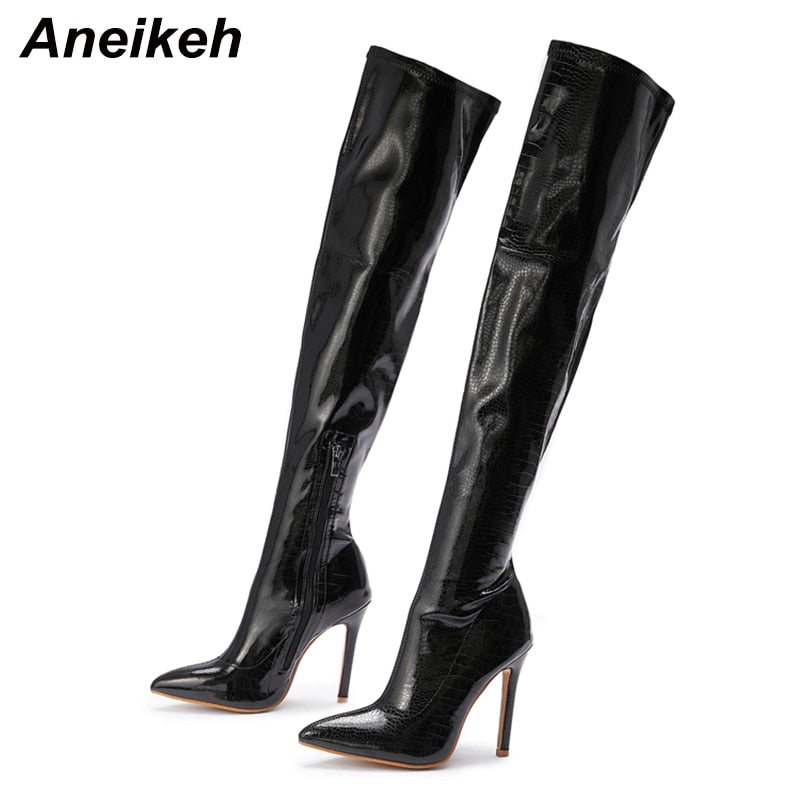 11CM Thin High Heel Over-the-Knee Side Zipper Boots