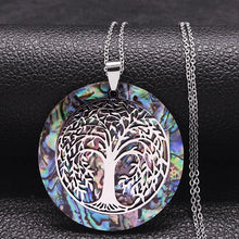 Tree of Life Stainless Steel Abalone Shell Natural Necklace Chain