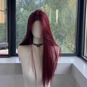 Red Long Straight Lace Front Wig