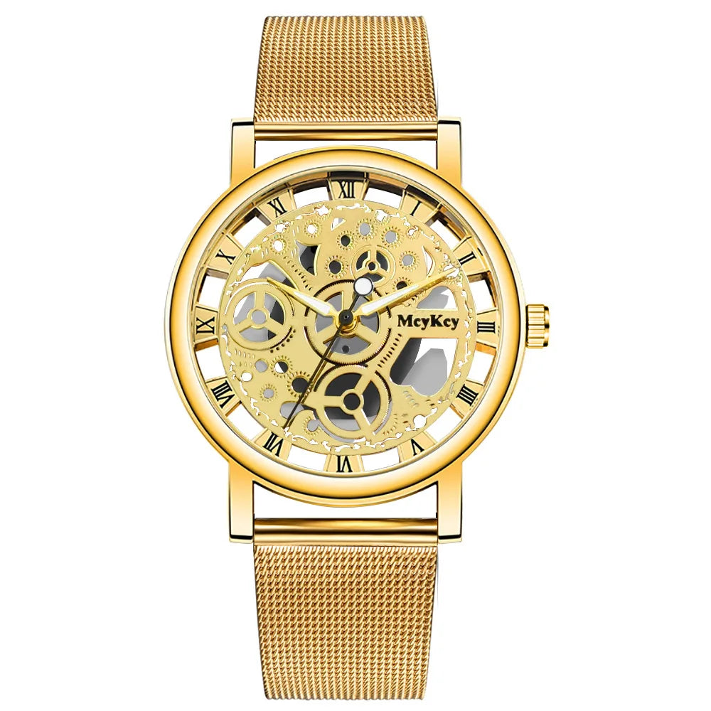 Hollow Skeleton Faux Mechanical Mesh Quartz Wrist Watch