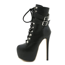Liyke Buckle Strap 16.5CM Extreme High Heels Platform Boots