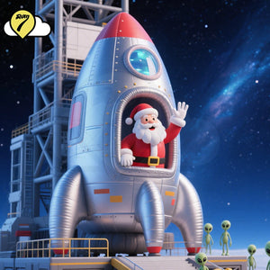 10FT Giant Christmas inflatable Santa Claus with Rocket