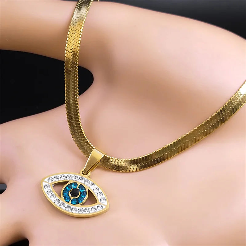 Vintage Crystal Evil Demon Eye Choker Necklace