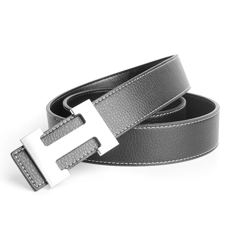 Designer Pin Buckle Genuine Leather H Belt