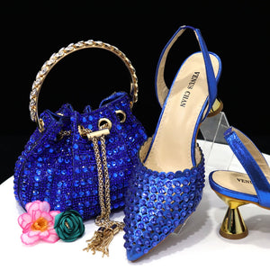 High Heel Designer Pointed Toe Shoes and Bag Set