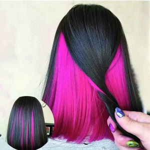 Black To Red Bob Wig Straight Shoulder Length