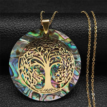 Tree of Life Stainless Steel Abalone Shell Natural Necklace Chain