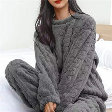 Soft Coral Velvet Jacquard Warm Pajama Set for Women