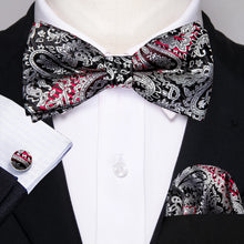 Barry.Wang Silk Bow Tie Hanky Cuffs Set