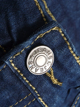 Ribbed Elastic Waist Straight Leg Jeans