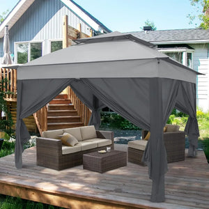 11x11 Pop-up Instant Gazebo Tent with 4 Sidewalls with Carry Bag Stakes and Ropes