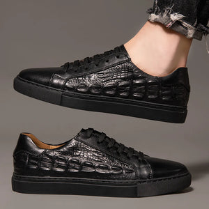 Genuine Leather Casual Trendy Crocodile Pattern Shoes