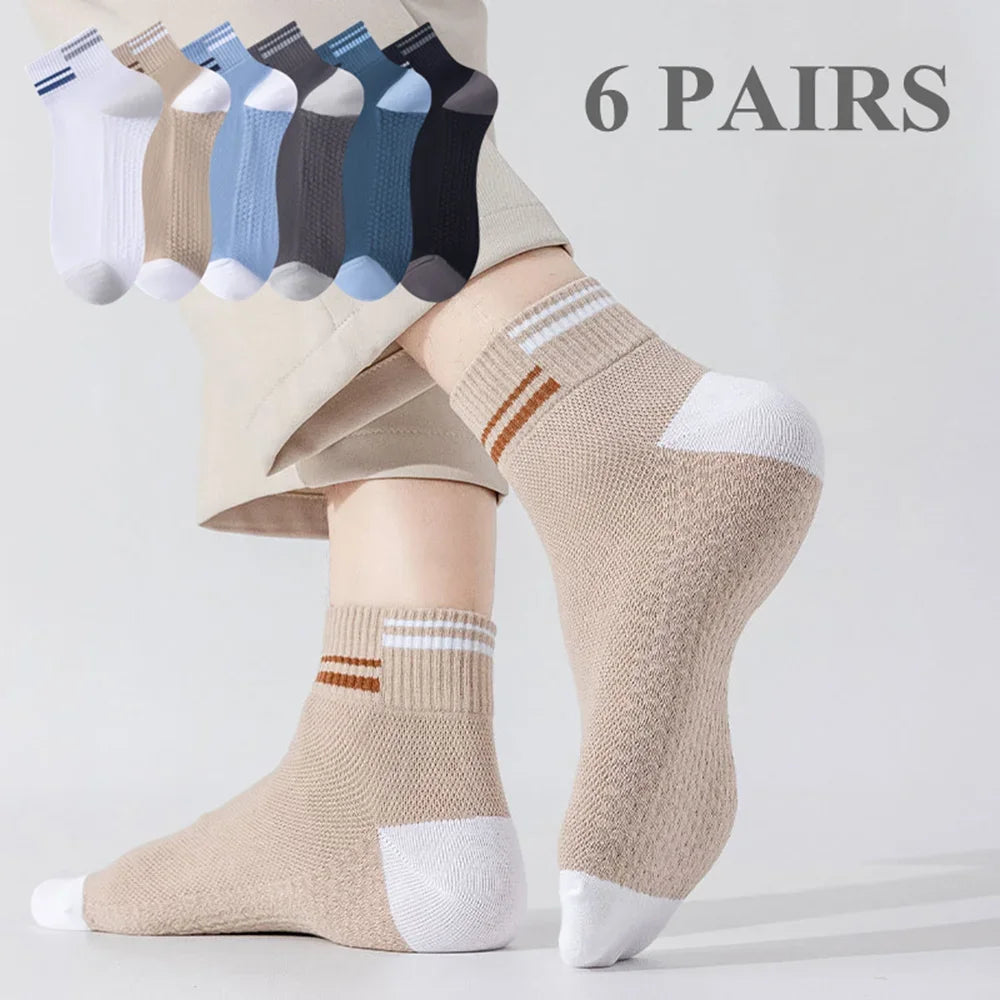 6 Pairs  Cotton Middle Thin Socks