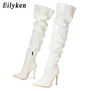 Over The Knee High Heels Patent Leather Boots