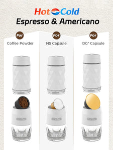 Cafelffe 3 In1 Portable Coffee Machine Manual Espresso Maker For Capsule & Ground Hand Press Brewer