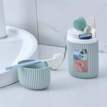 Portable Travel Mouthwash Cup Toothbrush Case with Lid Set