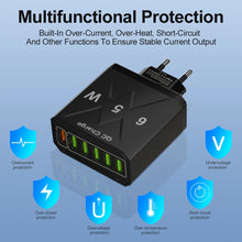 65W 6 Ports USB Fast Charging QC3.0 Travel Charger