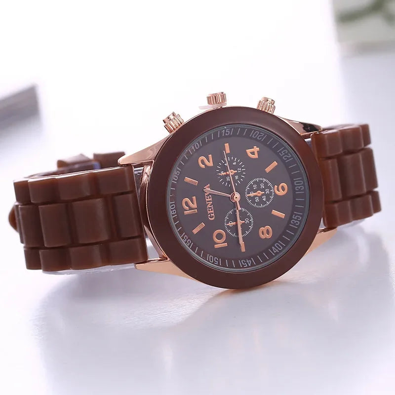 Geneva Ladies Silicone Strap Quartz Wristwatch