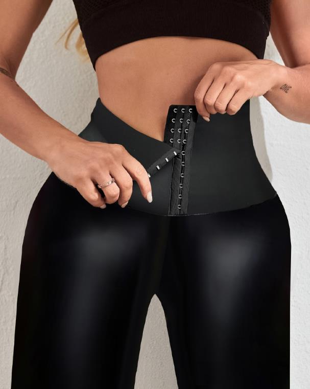 High Waist Tummy Control Faux Leather Pants