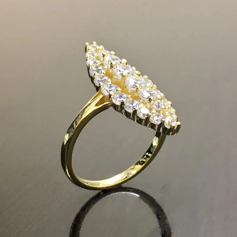Huitan Hyperbole Marquise Shaped Full Paved Cubic Zirconia Trendy Ring