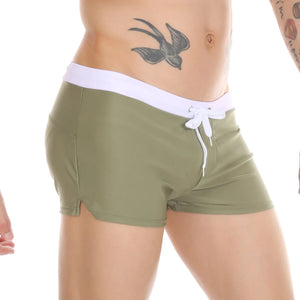 Solid Color Single Pocket Swimming Trunks